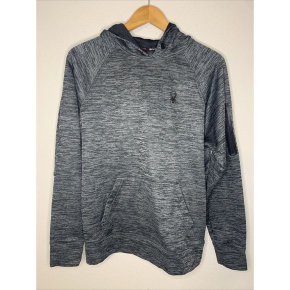 Spyder Active Black Gray Pullover Hooded Sweatshirt‎ Men's Size Small - Picture 1 of 3